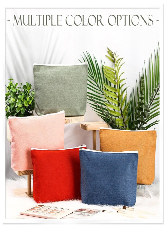 Reginary 10 Pcs Valentines Canvas Makeup Bags Bulk for Women Travel Toiletry Cosmetics Bags Blank DIY Pencil Pouch, Gift for Valentines Patrick's Day Wedding Bridal Shower Coworker(Morandi Color) - Image 3